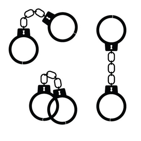 handcuff black vector illustration on a white backgroundのイラスト素材