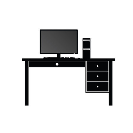computer and desk for computer vector illustrationのイラスト素材