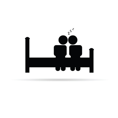 couple on bed icon vector illustration on a whiteのイラスト素材