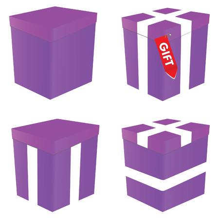 purple gift box illustration art vector on whiteのイラスト素材