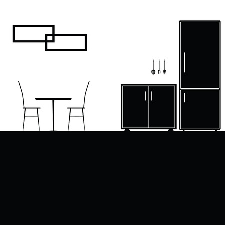 kitchen black vector illustrationのイラスト素材