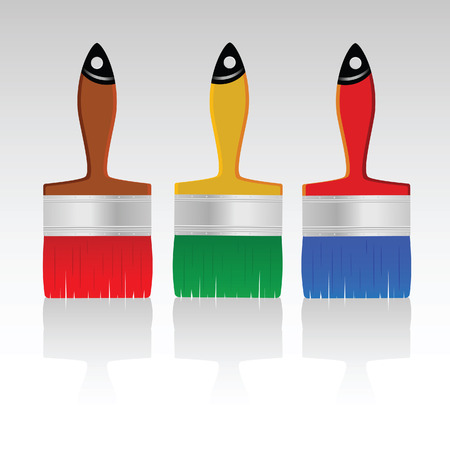 paint brush in three color vector illustrationのイラスト素材