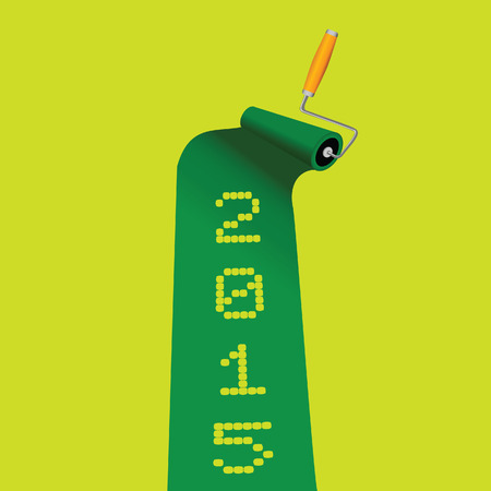 paint roller in green color with 2015 year vector