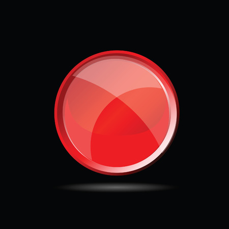 red glossy button on black vector illustrationのイラスト素材
