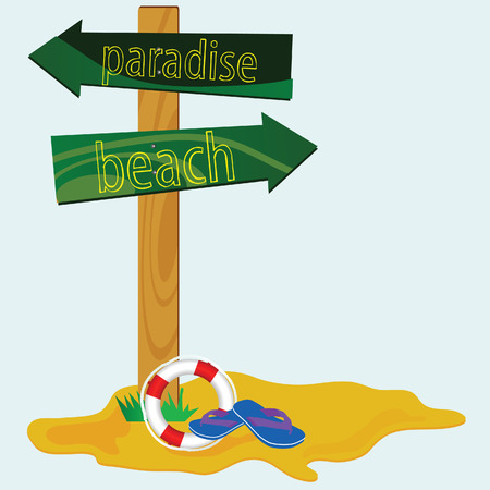 road sign for the paradise beach vector illustrationのイラスト素材