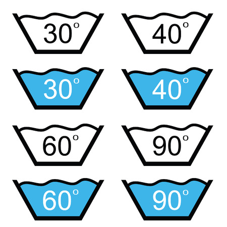 set of washing sign vector illustration on whiteのイラスト素材