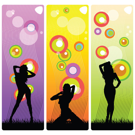 sexy and beauty girls vector silhouette illustration on a color backgroundのイラスト素材