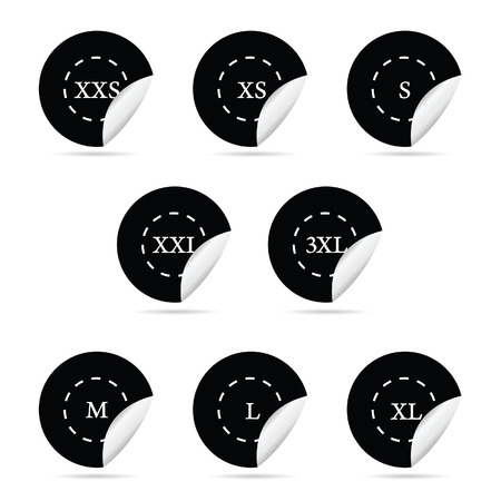 size clothing black sticker set vector illustrationのイラスト素材