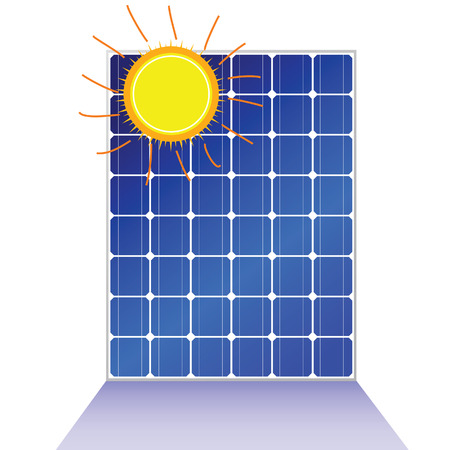 solar panel with sun vector illustration on white backgroundのイラスト素材