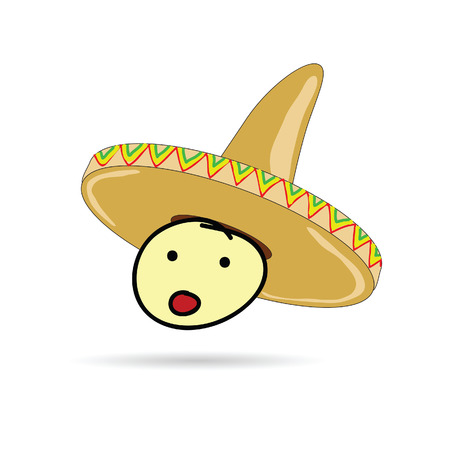sombrero hat on head illustration on white backgroundのイラスト素材
