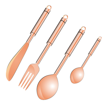 vector illustration of spoon fork and knife on white backgroundのイラスト素材