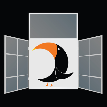 view from the window from the parrot vector illustrationのイラスト素材