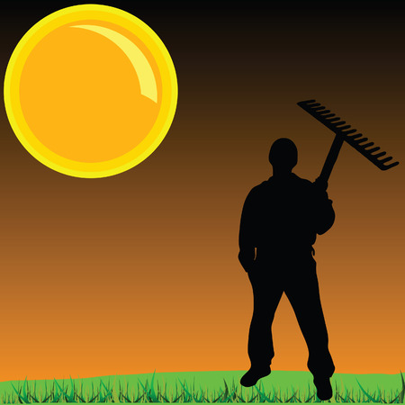 worker on a grass vector illustrationのイラスト素材