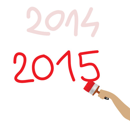 2015 written with red brush on white backgroundのイラスト素材