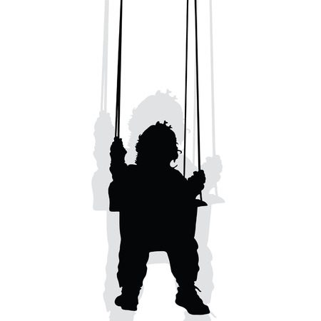 baby on a swing black silhouette art vectorのイラスト素材