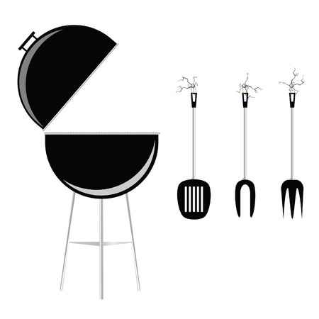 barbecue vector illustration on a white background with utensilのイラスト素材