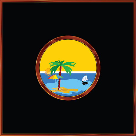 beach with palm in the frame vector illustrationのイラスト素材
