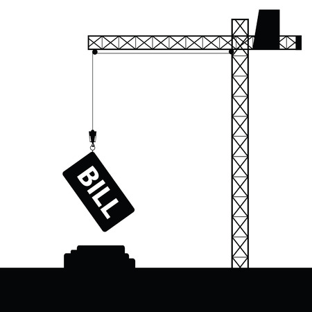 bill icon with crane construction vectorのイラスト素材