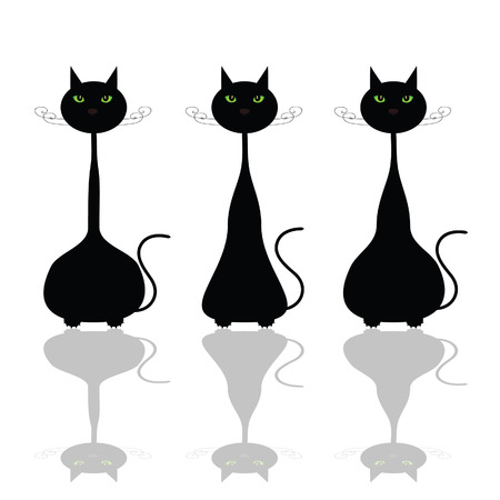 cat with green eye illustration art vector のイラスト素材