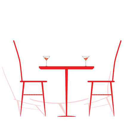 chair and table with wine on it vector illustrationのイラスト素材