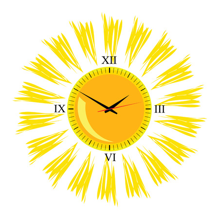 clock in the sun illustration vector on whiteのイラスト素材