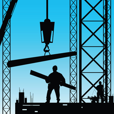 constuction worker silhouette at work vector illustrationのイラスト素材