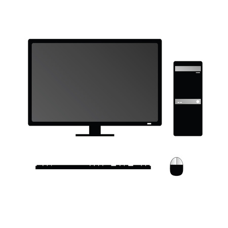 computer with mouse and keyboard illustration on whiteのイラスト素材