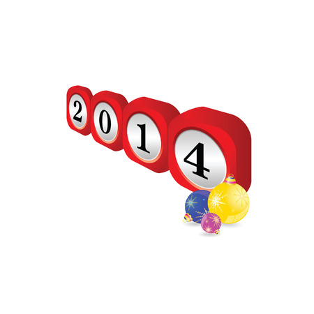 dial 2014 with christmas balls vector illustration part twoのイラスト素材