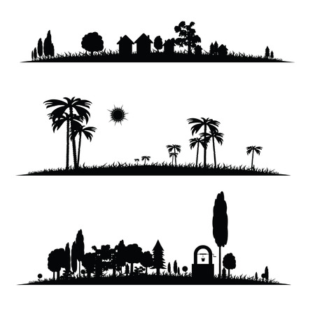 different landscape vector illustrationのイラスト素材