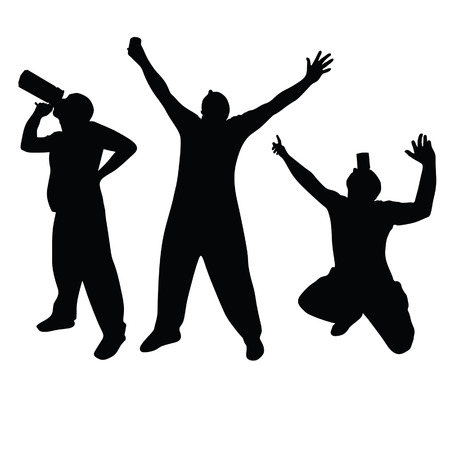 drunk man with a glass vector silhouetteのイラスト素材