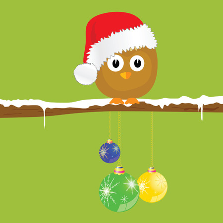 funny animal with christmas balls on the snow vector illustrationのイラスト素材