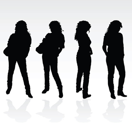 girl black posing silhouette on white backgroundのイラスト素材
