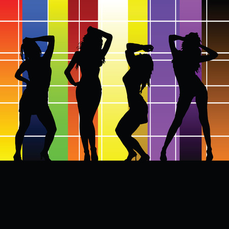 girl with color wall vector illustrationのイラスト素材