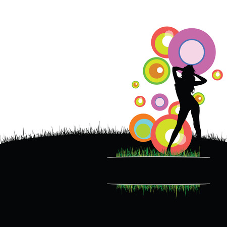 girl with circle in nature vector illustrationのイラスト素材