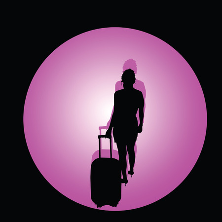 girl with travel bag color vector illustrationのイラスト素材