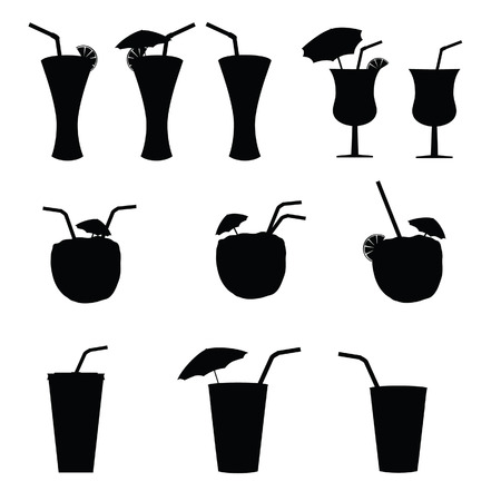 glasses of alcohol with a straw vector illustrationのイラスト素材