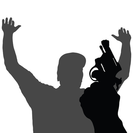 gun in hand vector illustration on white backgroundのイラスト素材