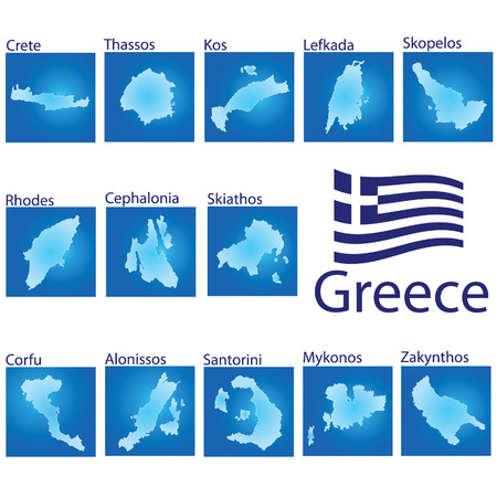 island map on Greece vector illustration on blue backgroundのイラスト素材