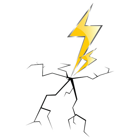 lightning and cracks vector illustration on a white backgroundのイラスト素材