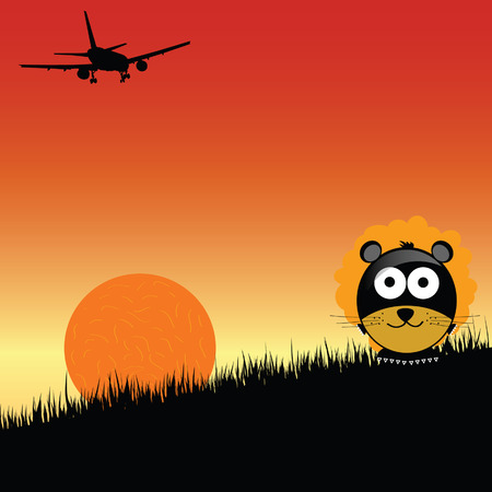 lion in the nature color vector illustrationのイラスト素材