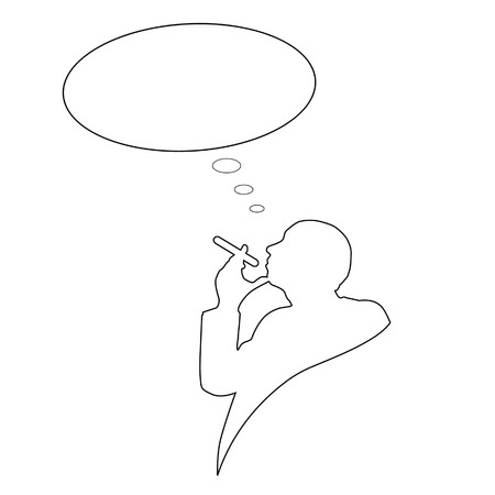 man with cigarette and cloud for text vectorのイラスト素材