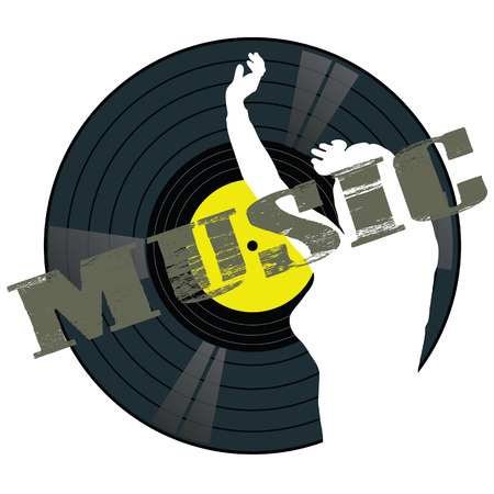 music panel with girl vector illustration on a white backgroundのイラスト素材