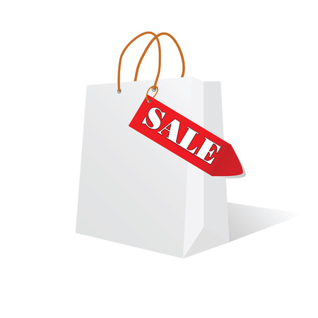 paper bag white color with sale label illustrationのイラスト素材
