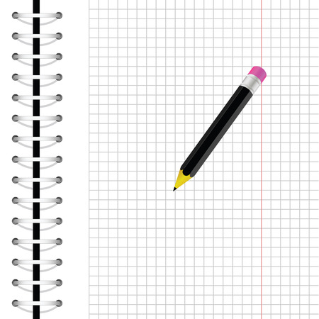 paper with metal spiral and black pen vectorのイラスト素材