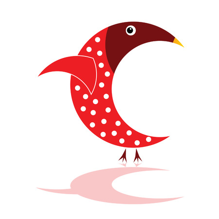 sparrow in red color vector illustration on whiteのイラスト素材