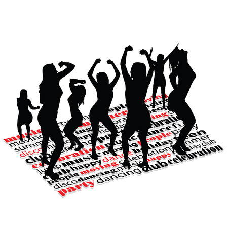 party vector illustration with word and girl on whiteのイラスト素材