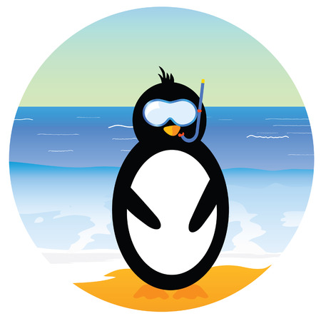 penguin on the beach vector illustration part twoのイラスト素材