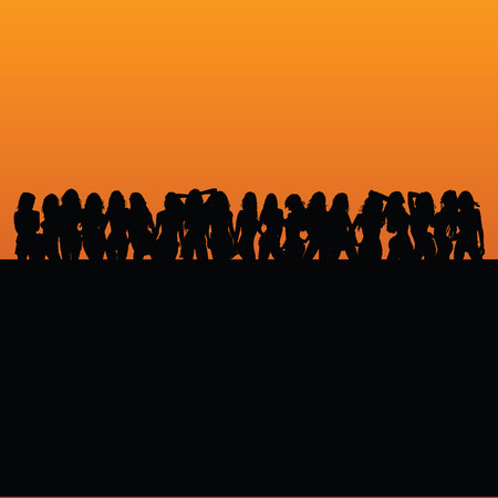 sexy girls vector silhouette illustartionのイラスト素材