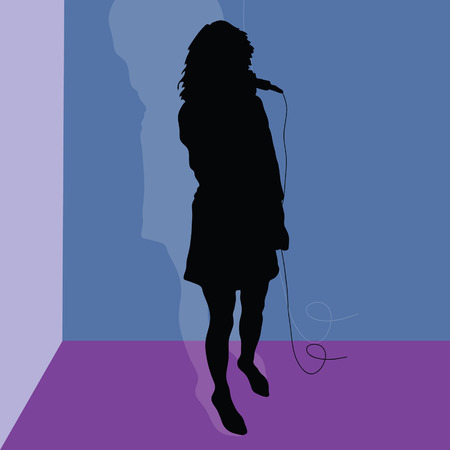 singer black silhouette in the room vector illustrationのイラスト素材