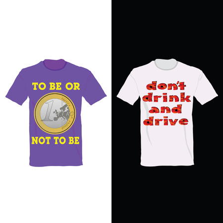 t-shirt in two color with one euro and message for drinkのイラスト素材